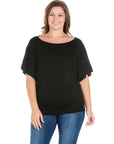 Plus Size Short Sleeve Loose Fitting Dolman Top