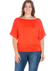 Plus Size Short Sleeve Loose Fitting Dolman Top