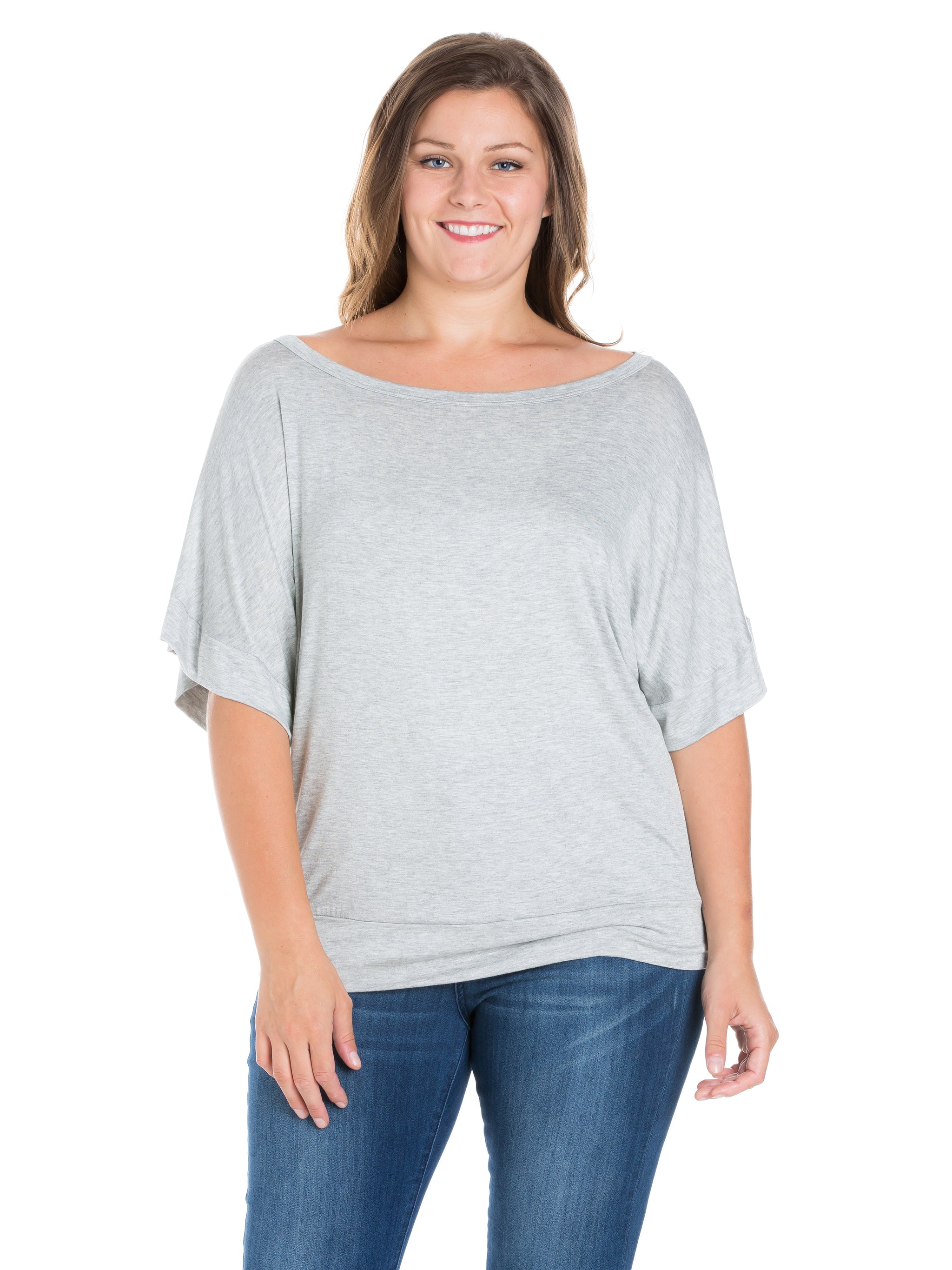 Plus Size Short Sleeve Loose Fitting Dolman Top – 24seven Plus Size Short Sleeve Loose Fitting Dolman Top – 24seven