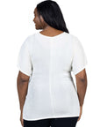 Plus Size V Neck Knot Front Kimono Sleeve Top