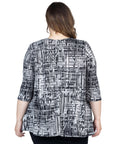 Black Print Plus Size Elbow Length Sleeve Open Cardigan