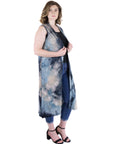 Tie Dye Sleeveless Open Front Plus Size Cardigan Vest