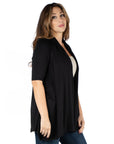 Elbow Length Sleeve Open Front Plus Size Cardigan