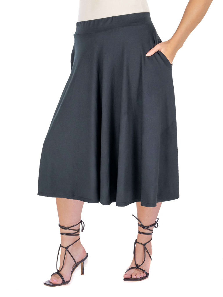 Elastic Waist Pleated Pocket Plus Skirt – 24seven