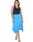 Plus Size Solid Color Knee Length Elastic Waist Handkerchief Skirt