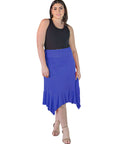 Plus Size Solid Color Knee Length Elastic Waist Handkerchief Skirt