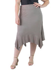 Plus Size Solid Color Knee Length Elastic Waist Handkerchief Skirt