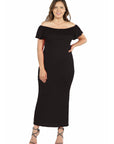 Ruffle Off The Shoulder Plus Size Maxi Dress