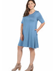 Knee Length Plus Size Pocket T Shirt Dress