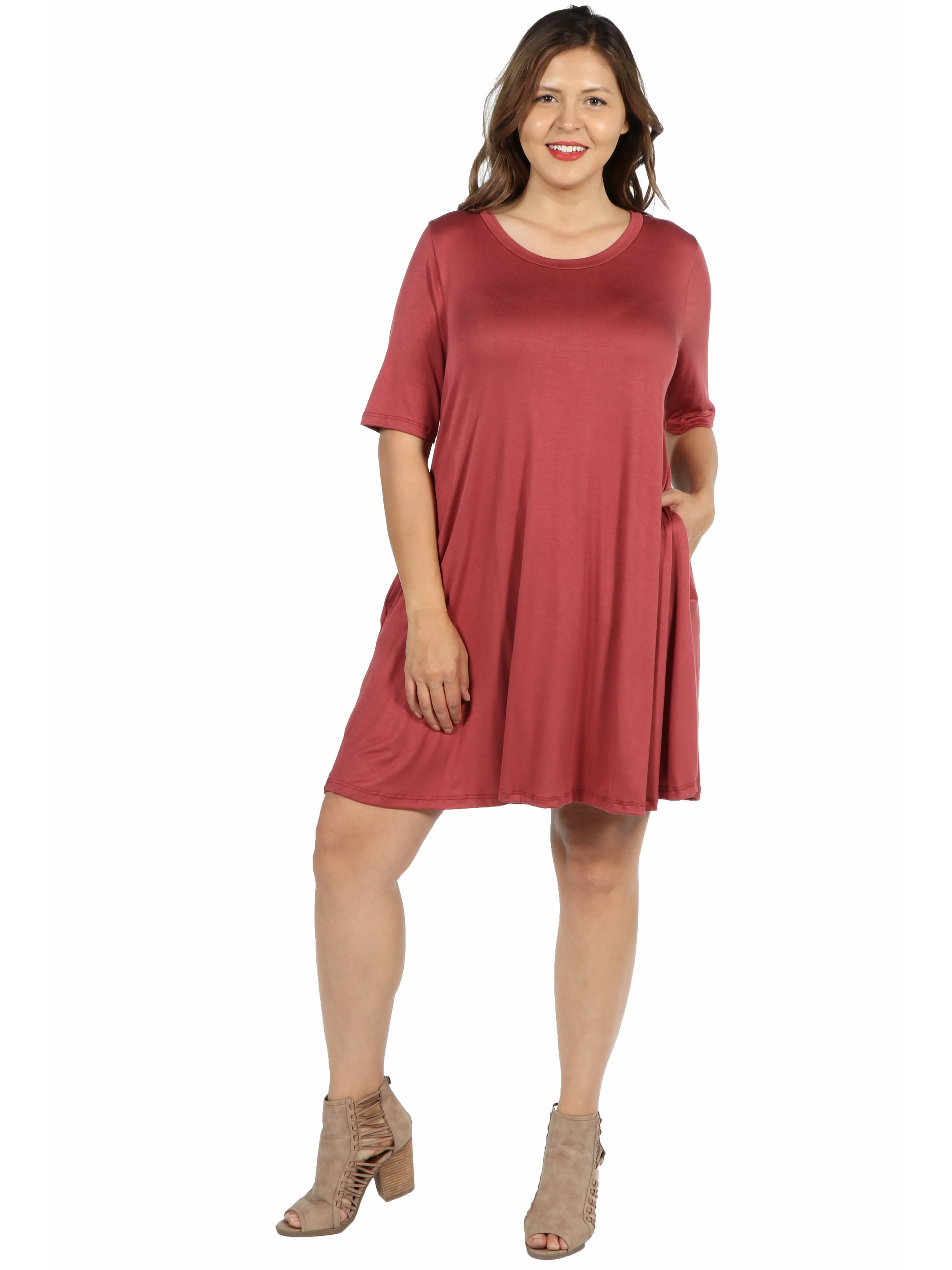 Red plus size t shirt dress shop
