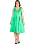 Sleeveless Midi Plus Size Fit and Flare Pocket Dress