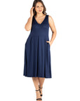 Sleeveless Midi Plus Size Fit and Flare Pocket Dress
