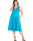 Sleeveless Midi Plus Size Fit and Flare Pocket Dress