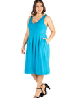 Sleeveless Midi Plus Size Fit and Flare Pocket Dress