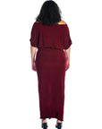 Boat Neck Batwing Sleeve Slit Plus Size Maxi Dress