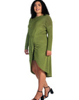 Long Sleeve Dressy Tulip Skirt Knee Length Plus Size Dress