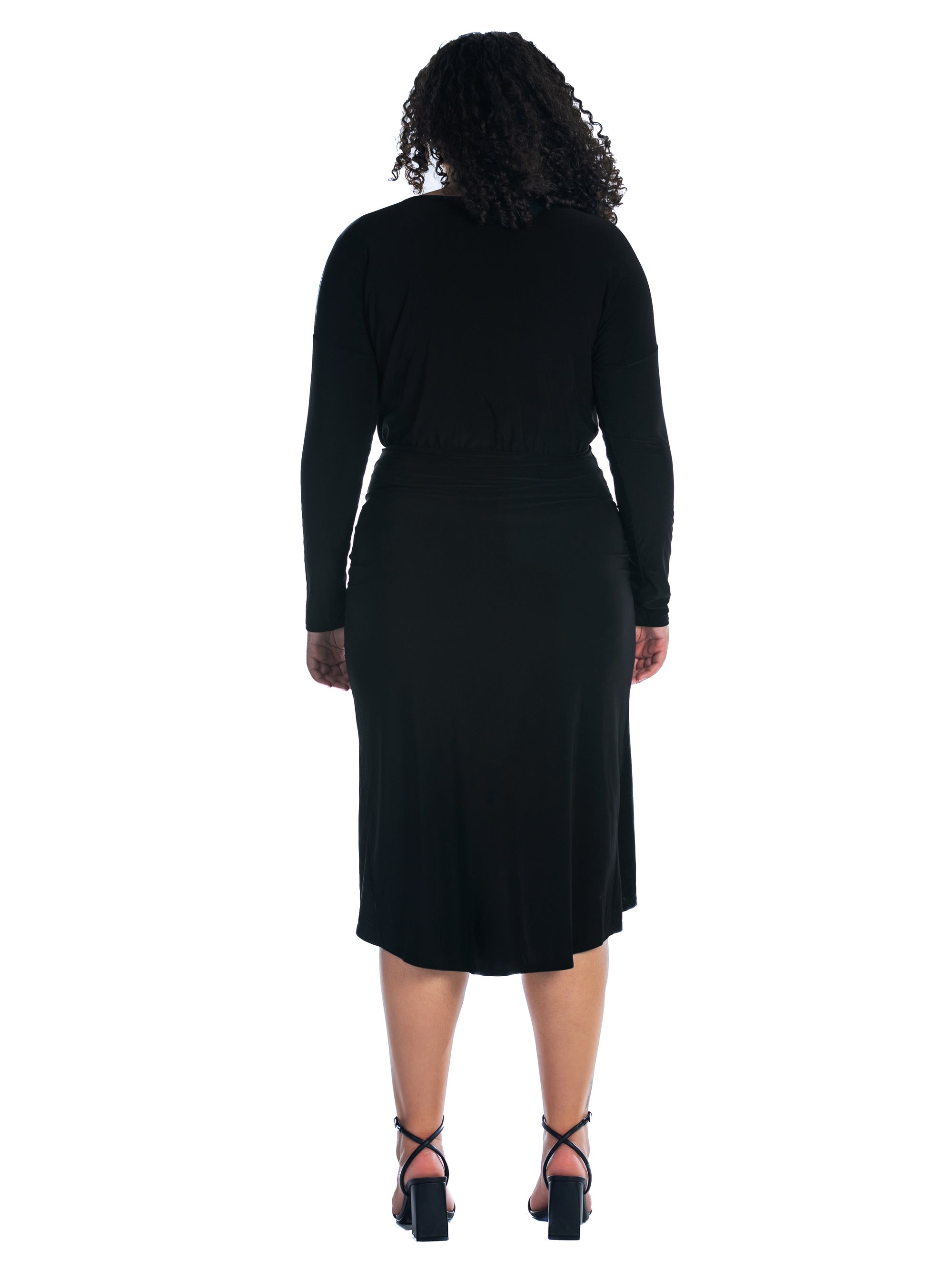 Long Sleeve Dressy Tulip Skirt Knee Length Plus Size Dress