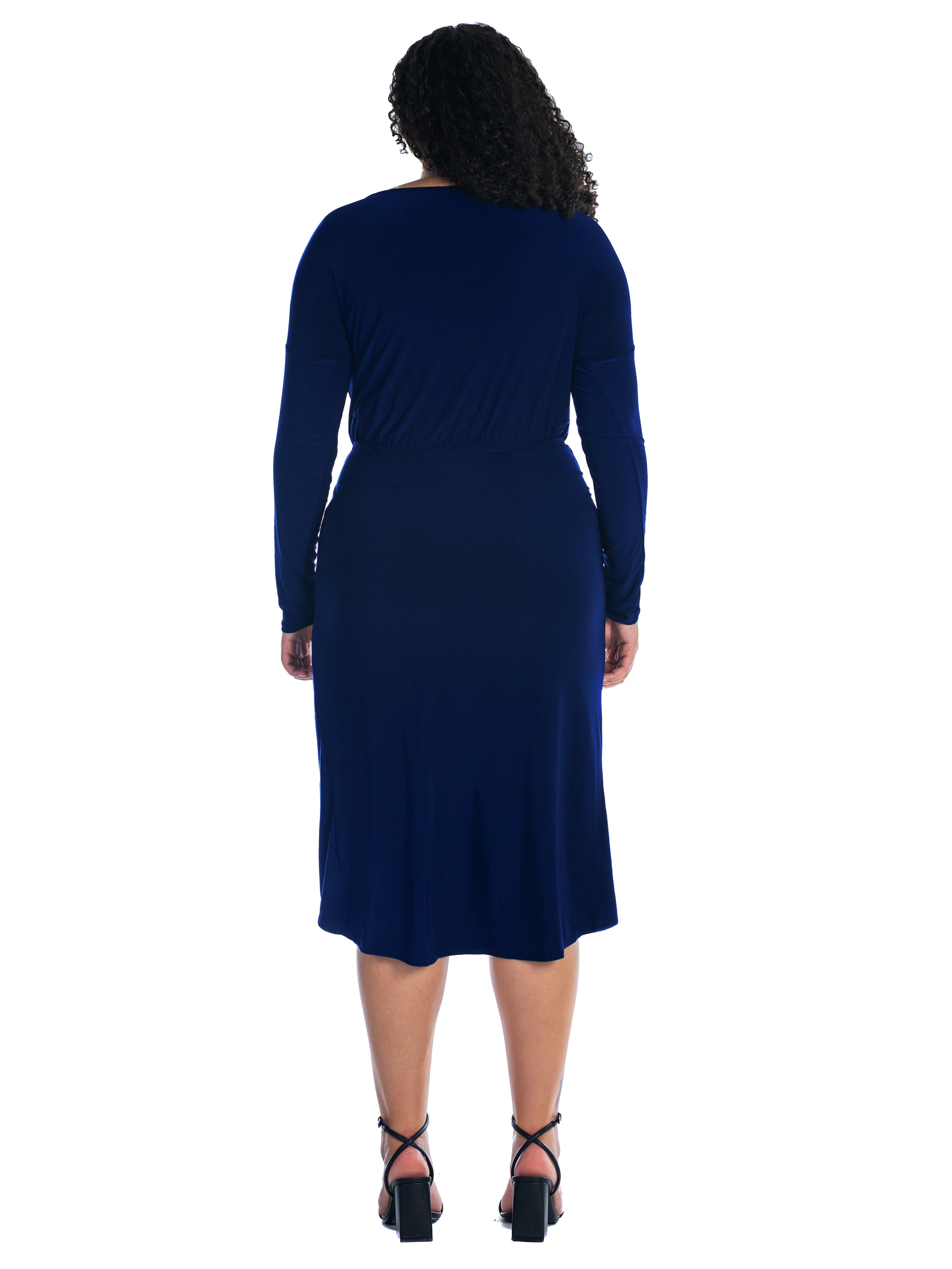 Long Sleeve Dressy Tulip Skirt Knee Length Plus Size Dress