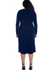 Long Sleeve Dressy Tulip Skirt Knee Length Plus Size Dress