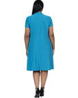 Plus Size Short Sleeve Knee Length V Neck Rouched Wrap Dress