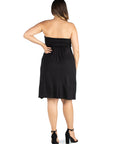 Knee Length Plus Size Strapless Mini Dress