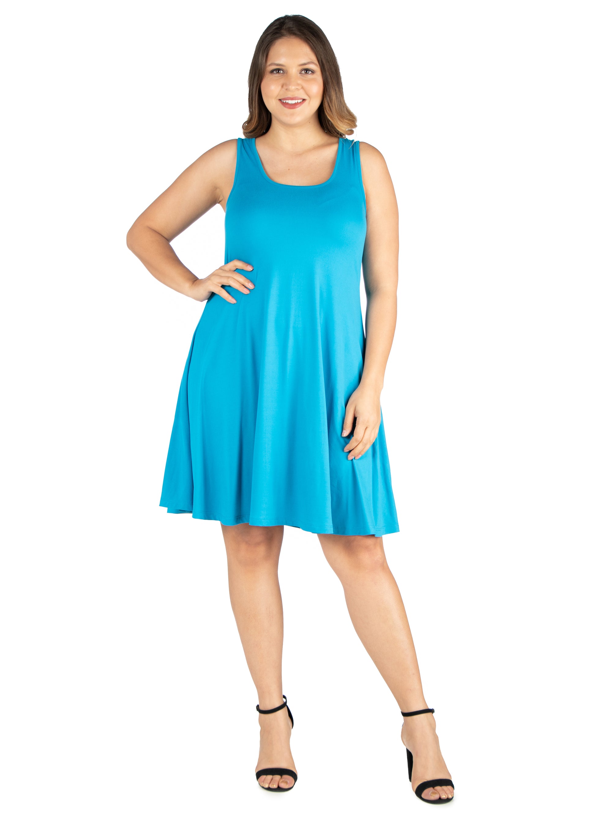 Fit and Flare Knee Length Plus Size Tank Dress