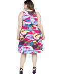 Plus Size Bright Pink Sleeveless Knee Length Tank Swing Dress