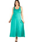 Simple A Line Plus Size  Tank Maxi Dress
