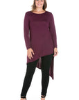 Long Sleeve Knee Length Asymmetrical Plus Size Tunic Top
