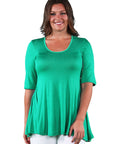 Elbow Sleeve Plus Size Tunic Top For Women