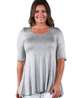 Elbow Sleeve Plus Size Tunic Top For Women