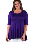 Elbow Sleeve Plus Size Tunic Top For Women