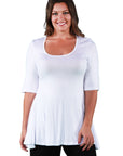 Elbow Sleeve Plus Size Tunic Top For Women