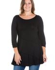 Ruched Sleeve Swing Plus Size Tunic Top