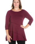 Ruched Sleeve Swing Plus Size Tunic Top