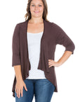 Elbow Length Sleeve Plus Size Open Cardigan