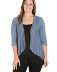 Elbow Length Sleeve Plus Size Open Cardigan