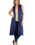 Long Sleeveless Plus Size Cardigan Vest