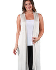 Long Sleeveless Plus Size Cardigan Vest
