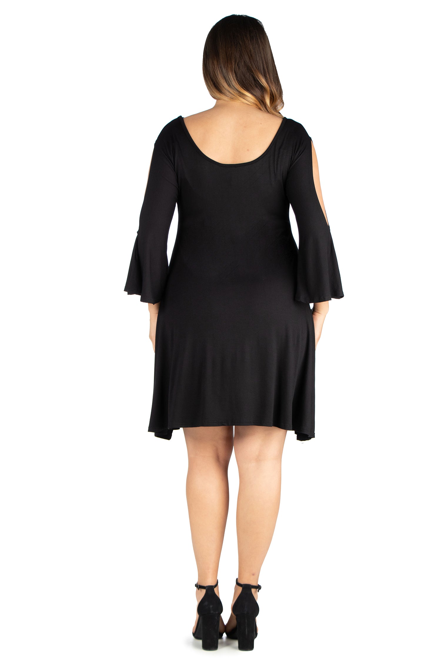 Criss Cross Neckline Cold Shoulder Plus Size Dress