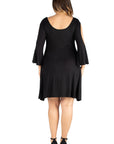 Criss Cross Neckline Cold Shoulder Plus Size Dress