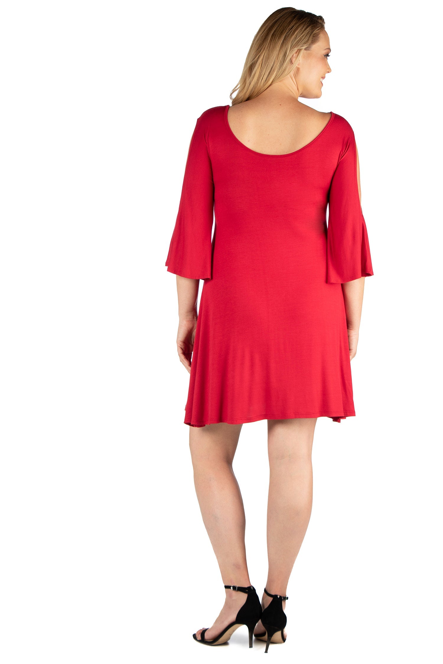 Criss Cross Neckline Cold Shoulder Plus Size Dress