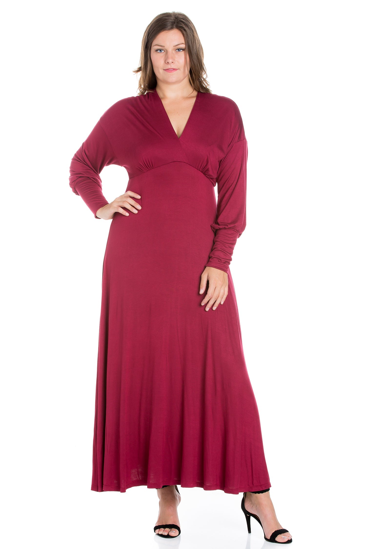 V-Neck Long Sleeve Plus Size Maxi Dress – 24seven Comfort Apparel