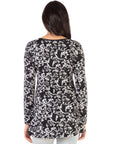 Floral Black Long Sleeve Tunic Top