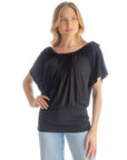 Womens Solid Color Short Sleeve Split Shoulder Top