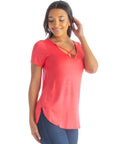 Womens V Neck Criss Cross Neckline T Shirt Tunic Top