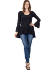 Long Bell Sleeve High Low Tunic Top