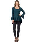 Long Bell Sleeve High Low Tunic Top