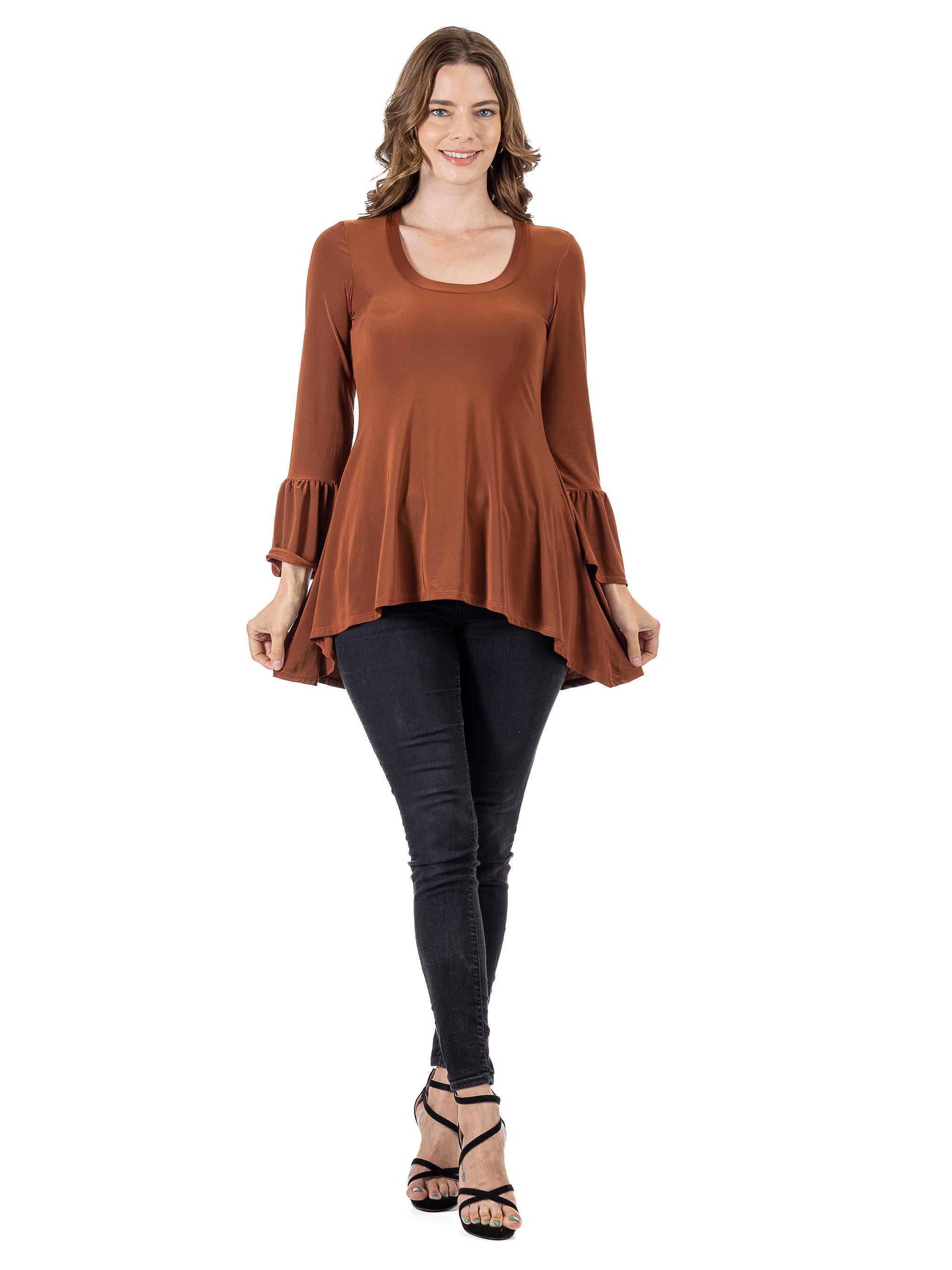 Long Bell Sleeve High Low Tunic Top 24seven Comfort Apparel