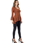 Long Bell Sleeve High Low Tunic Top